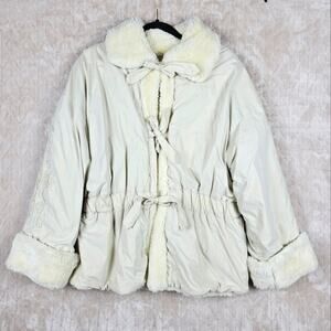 Vintage New York Coat Womens Medium Fleece Lined Tie Front Embroidered Western